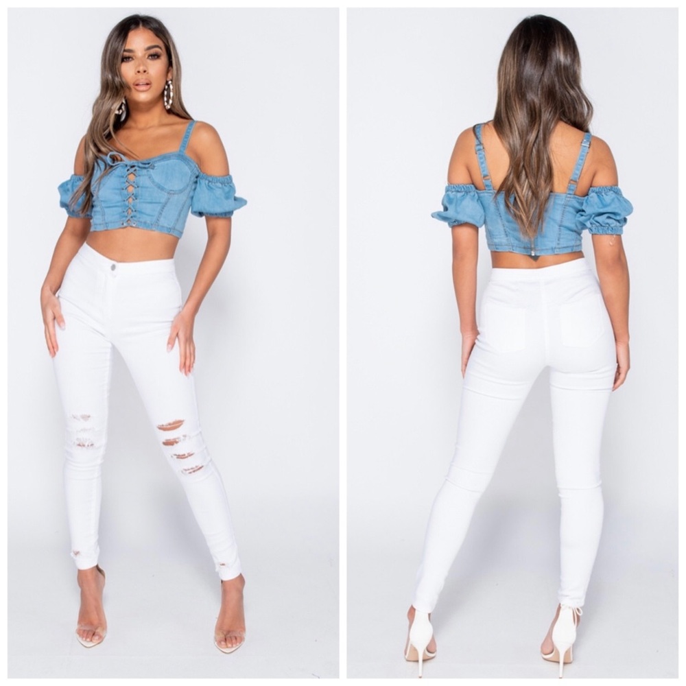 Multi Knee Rip High Waisted Jeggings